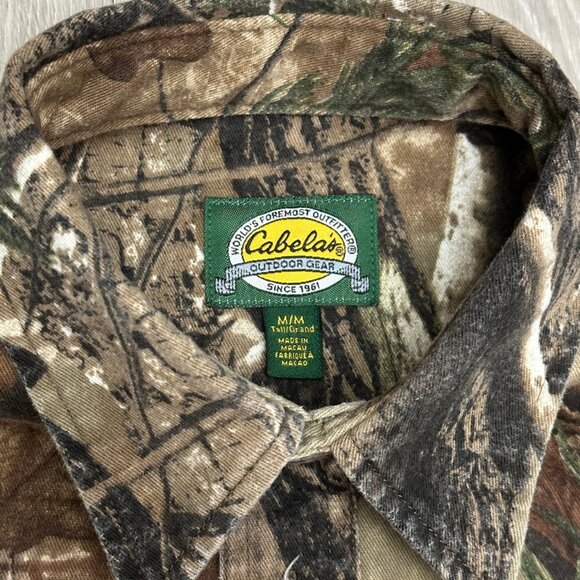 Vintage Cabelas RealTree Outdoor AP Camo Men's Button-Up Shirt Size Medium Tall - Picture 6 of 7